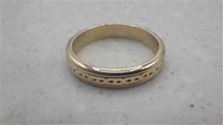 14K Yellow Gold Art Deco Geometric Band, Size: 10, 5.9g,